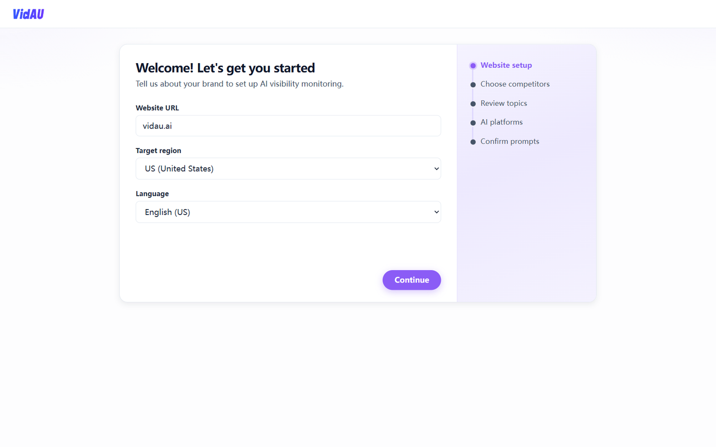 Setup → Website setup